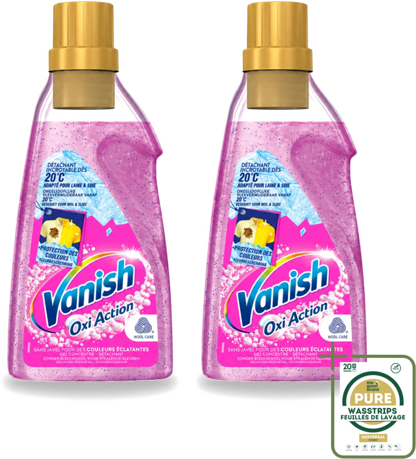 2 x Vanish – Wasbooster Gel – Oxi Action – 750 ml - Wasstrips - Vlekverwijdering - Wasbooster - Zuurstoftechnologie - Koud Water - Korte Wasprogramma