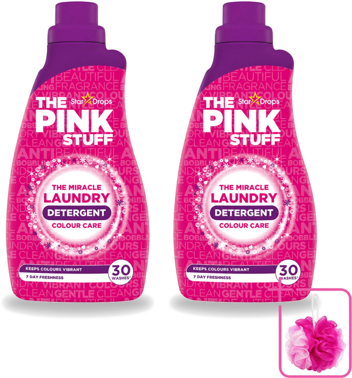 2 x The Pink Stuff - Wasgel - Gekleurde was - Wasmiddel - 30 Wasbeurten - 960ml - Bulkverpakking - Wasmiddel - Douchemop - Wasgel