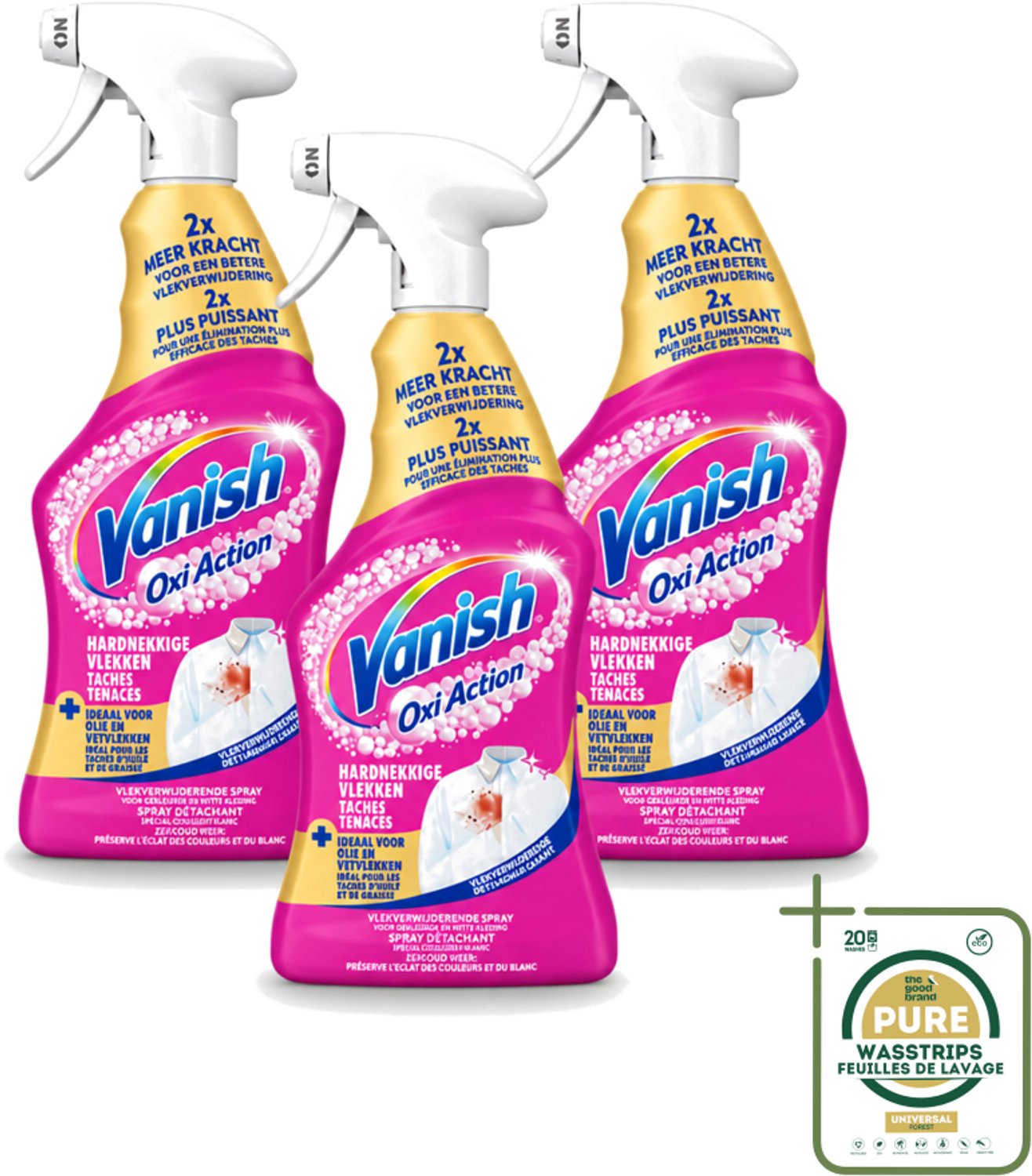 3 x Vanish – Vlekverwijderaar Spray – Hardnekkige Vlekken – 500 ml - Wasstrips - Vlekkenverwijderaar Spray - Hardnekkige Vlekken - Vlekkenverwijdering - Wasmiddel - Textiel Reinigen