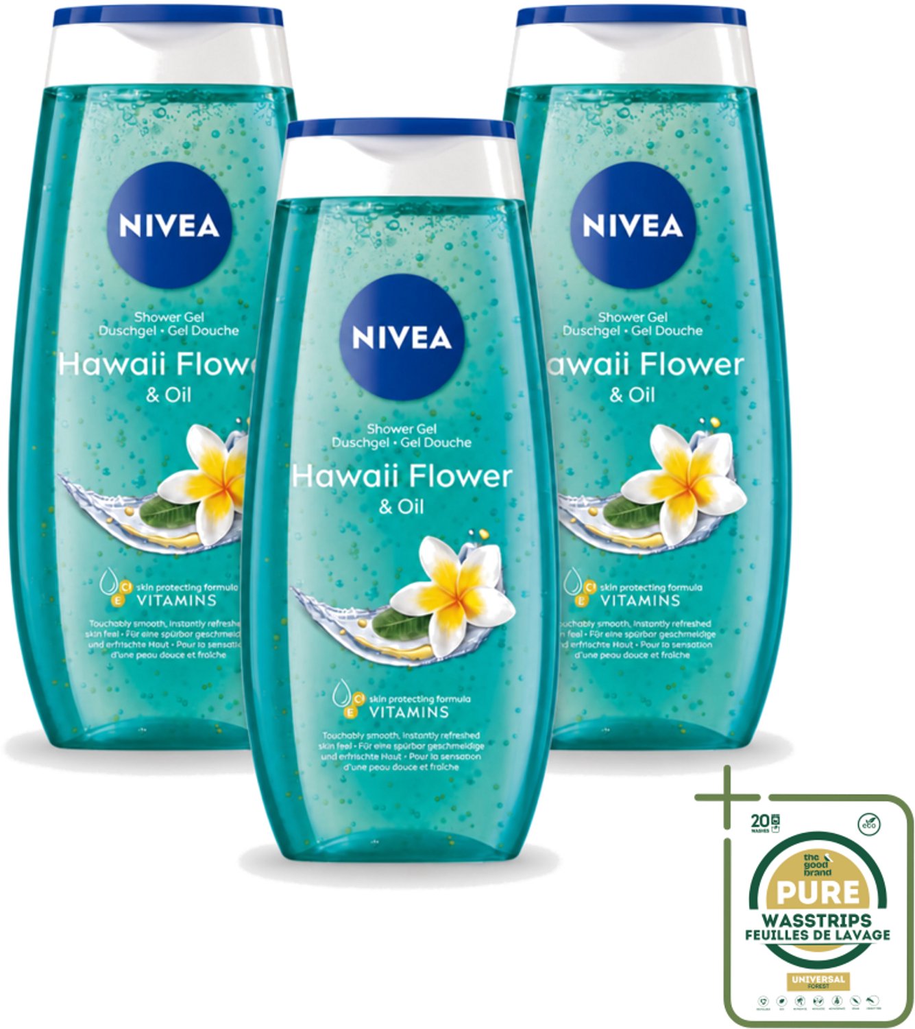 3 x Nivea – Douchegel – Hawaii Flower & Oil – 250 ml - Wasstrips - Douchegel Hawaii - Douchegel Hawaii Flower - Douchegel Hawaii Oil - Douchegel Hawaii Flower Oil - Douchegel Hawaii Geur