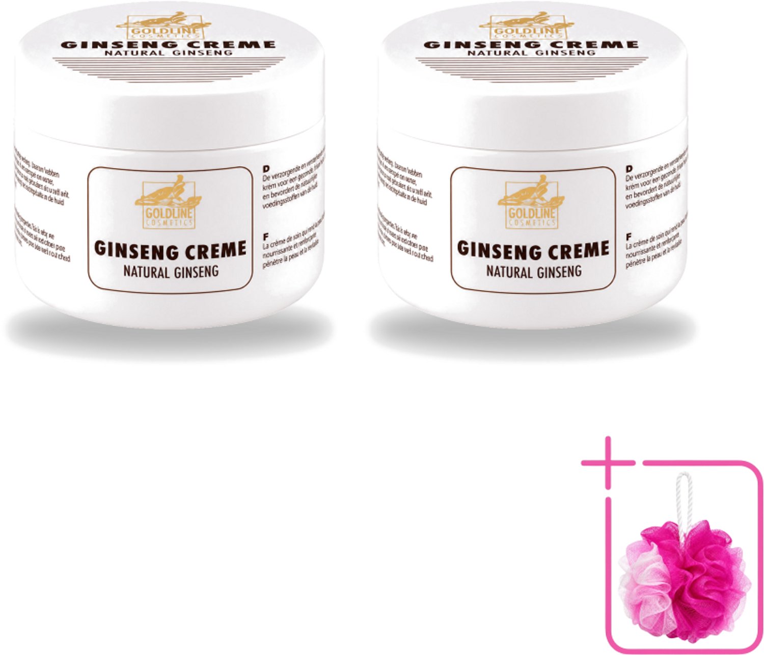2 x Goldline - Bodycrème - Natural Ginseng - Verzorgend & Versterkend - 250 ml - Bulkverpakking - Ginseng crème - Douchemop - Huid verzorging