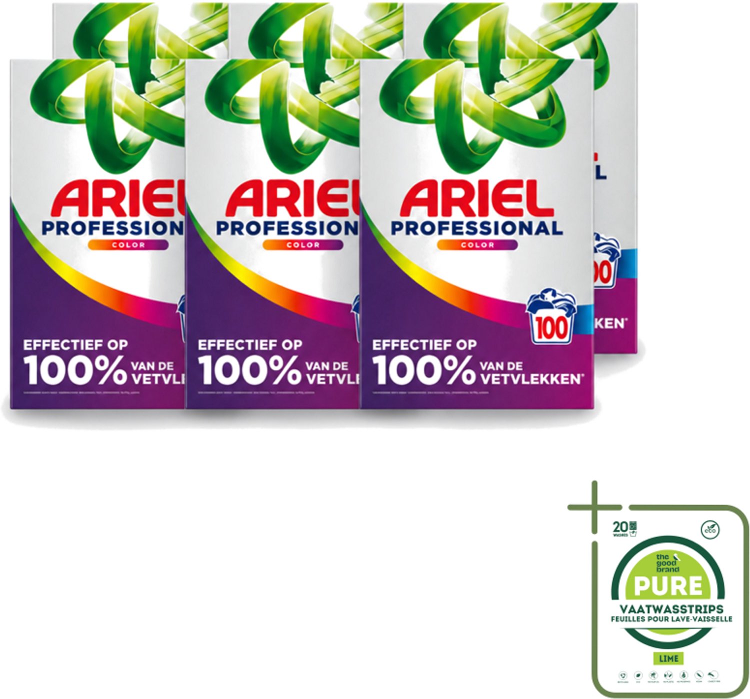 6 x Ariel – Waspoeder – Professional Color – 100 wasbeurten - 5,5 kg - Grootverpakking - Vaatwasstrips - Waspoeder Kleur - Waspoeder Voor Gekleurde Was - Waspoeder Met PEG-technologie - Kleurbehoud Was - Krachtige Vlekverwijdering