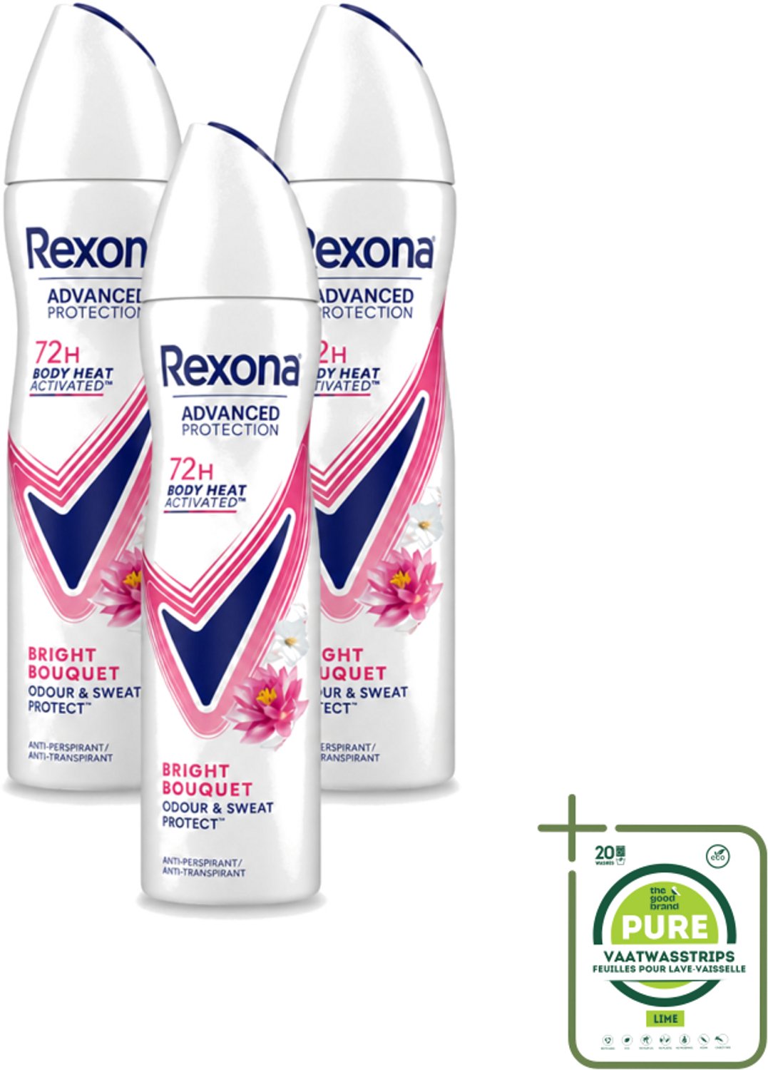 3 x Rexona – Deodorant Spray – Advanced Protection Bright Bouquet – 150 ml - Grootverpakking - Anti-transpirant Spray - Zweetvermindering - Lichaamsgeur - Frisse Geur - Vrouwelijke Geur