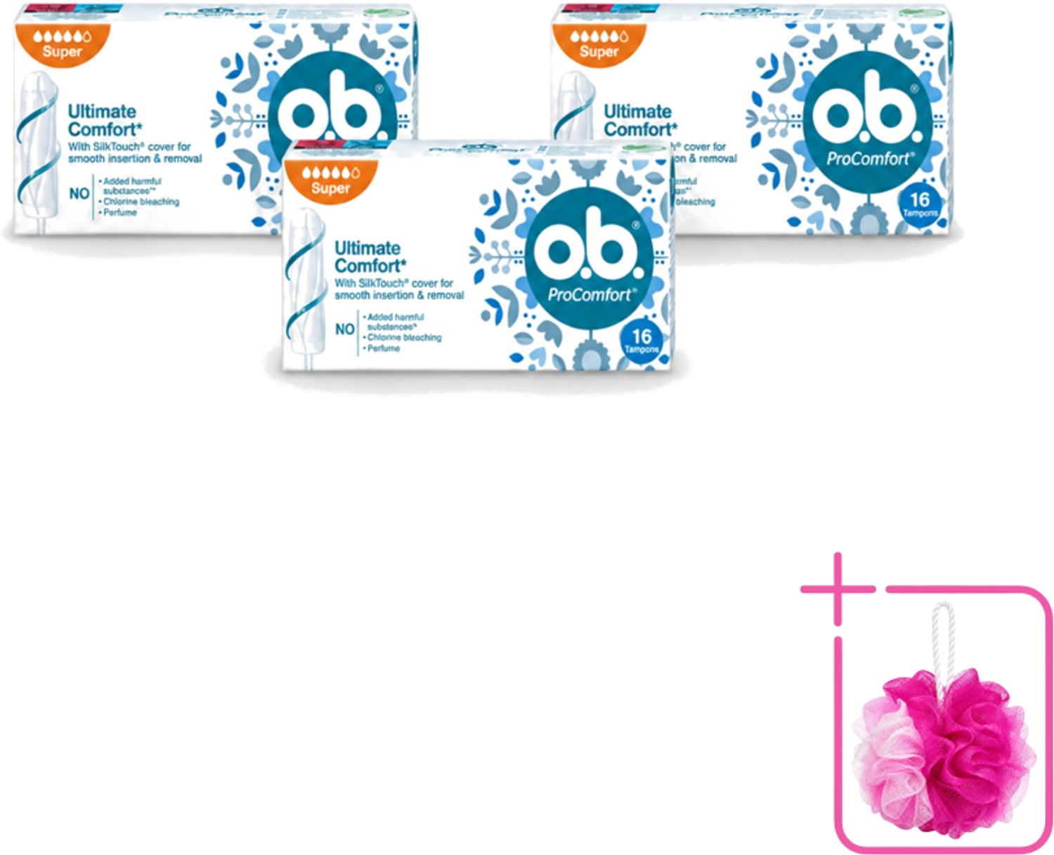 3 x o.b. Tampons - ProComfort Super - Voor Comfort en Zachte Bescherming - 16 Tampons - Bulkverpakking - Tampons - Douchemop - Menstruatiebescherming