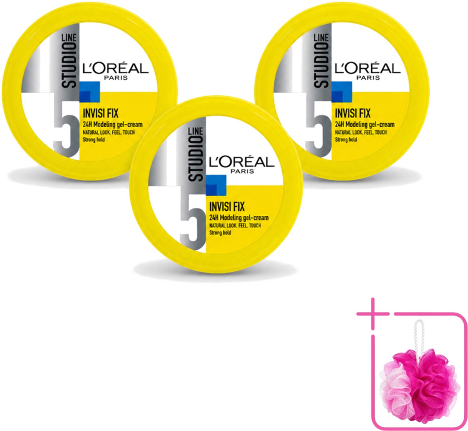 3 x L'Oréal Paris - Gel - Studio Line - Invisi Fix - 24H Clean Modeling Gel Crème - 150 ml - Bulkverpakking - Haarkleur - Haarkleur vasthouden