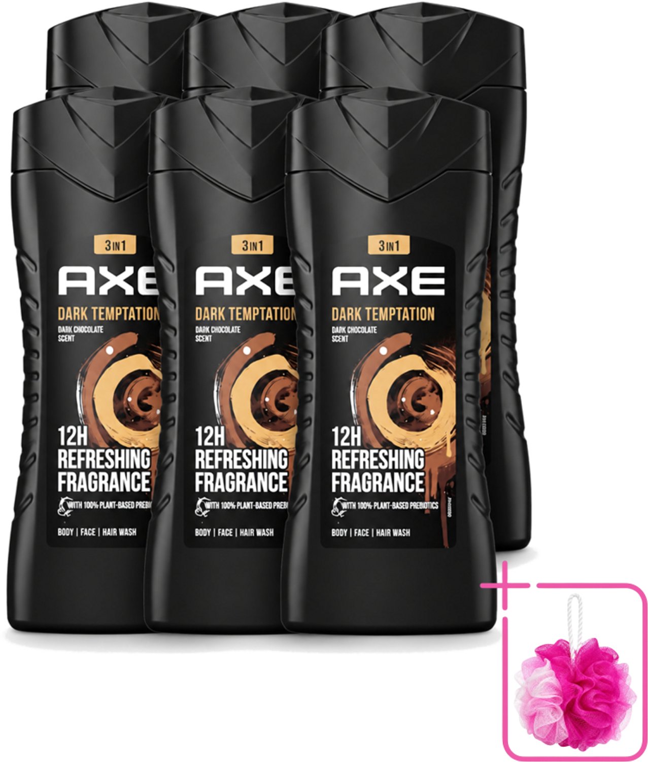 6 x Axe – Douchegel – Dark Temptation – 250 ml - Bulkverpakking - Douchegel - Douchemop - Douchegel mannen