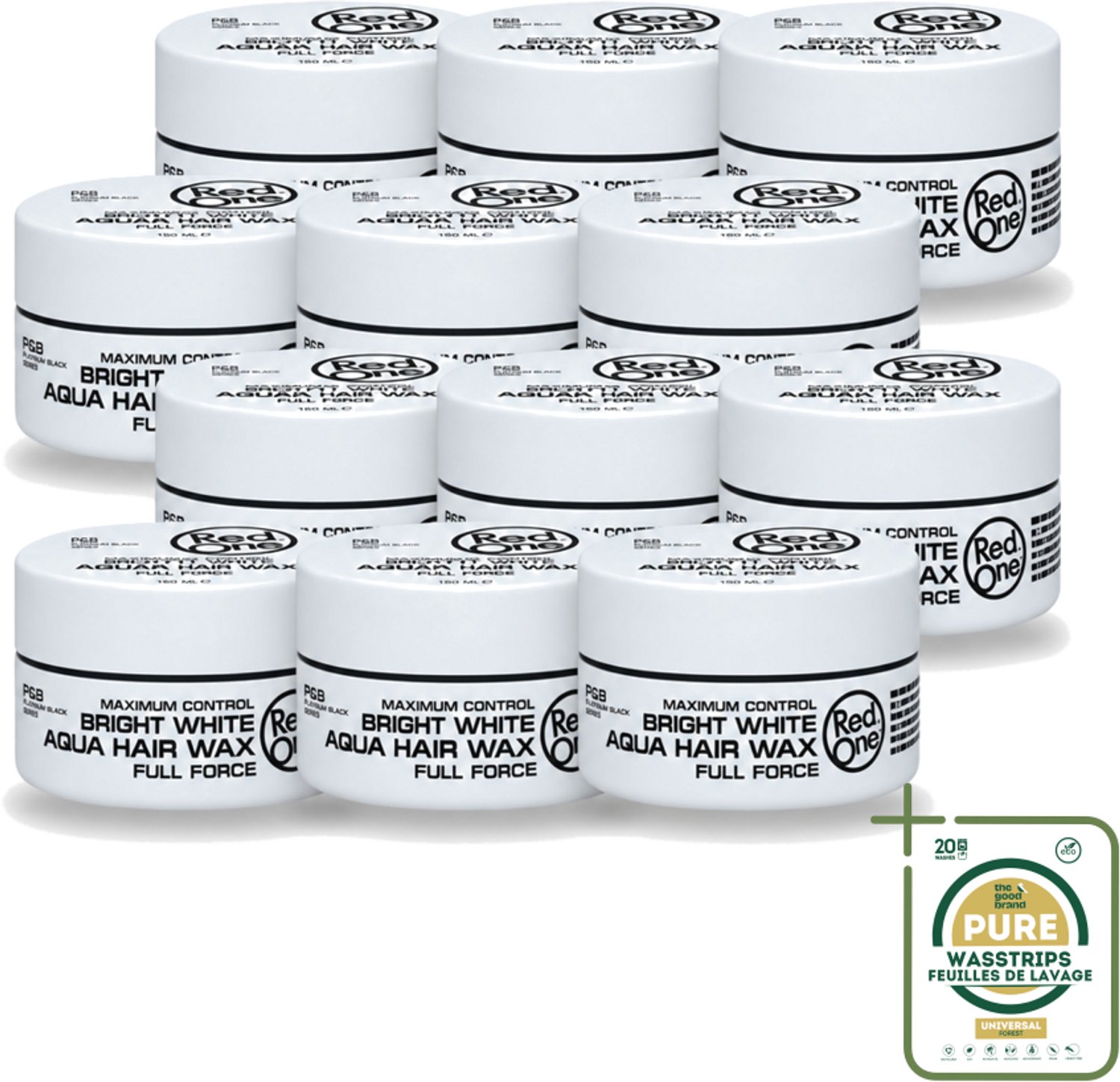 12 x Red One - Haarwax - Bright White - Maximum Control - Voor Extra Sterke Fixatie - 150 ml - Haarwax - Haartype - Fixatie - Hold - Styling