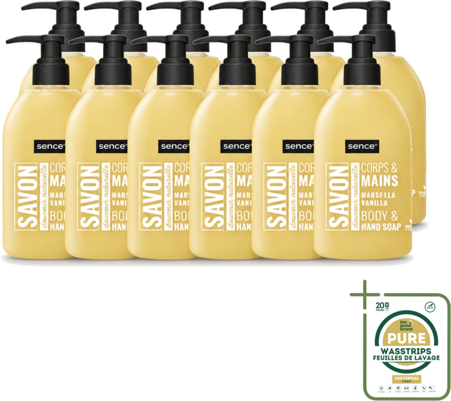 12 x Sence - La Maison Du Savon De Marseille - Handzeep - Vanille - Hygiënisch - 500 ml - Wasstrips - Savon De Marseille - Handzeep - Vanille - Hygiëne - Reiniging