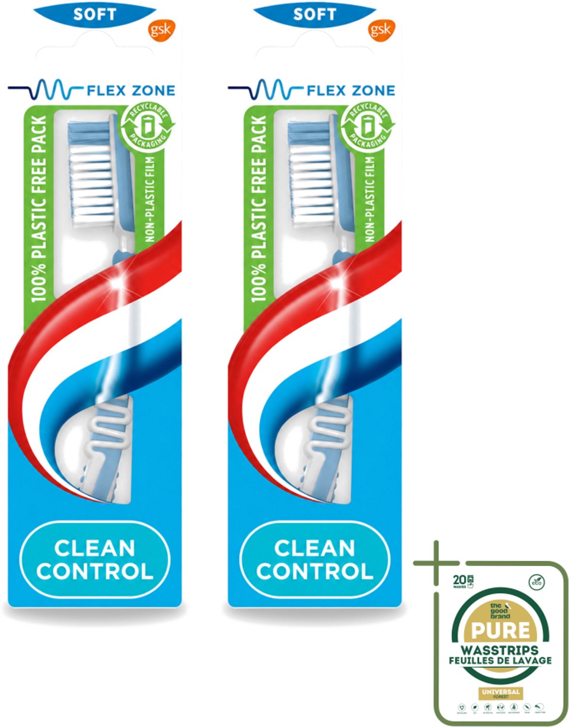 2 x Aquafresh - Tandenborstel - Clean Control - Soft - Zachte Reiniging - 1 Tandenborstel - Tandenborstel - Tandenborstel Soft - Tandenborstel Zachte Reiniging - Tandenborstel Voor Tandvleesbescherming - Tandenborstel Flexibele Zone
