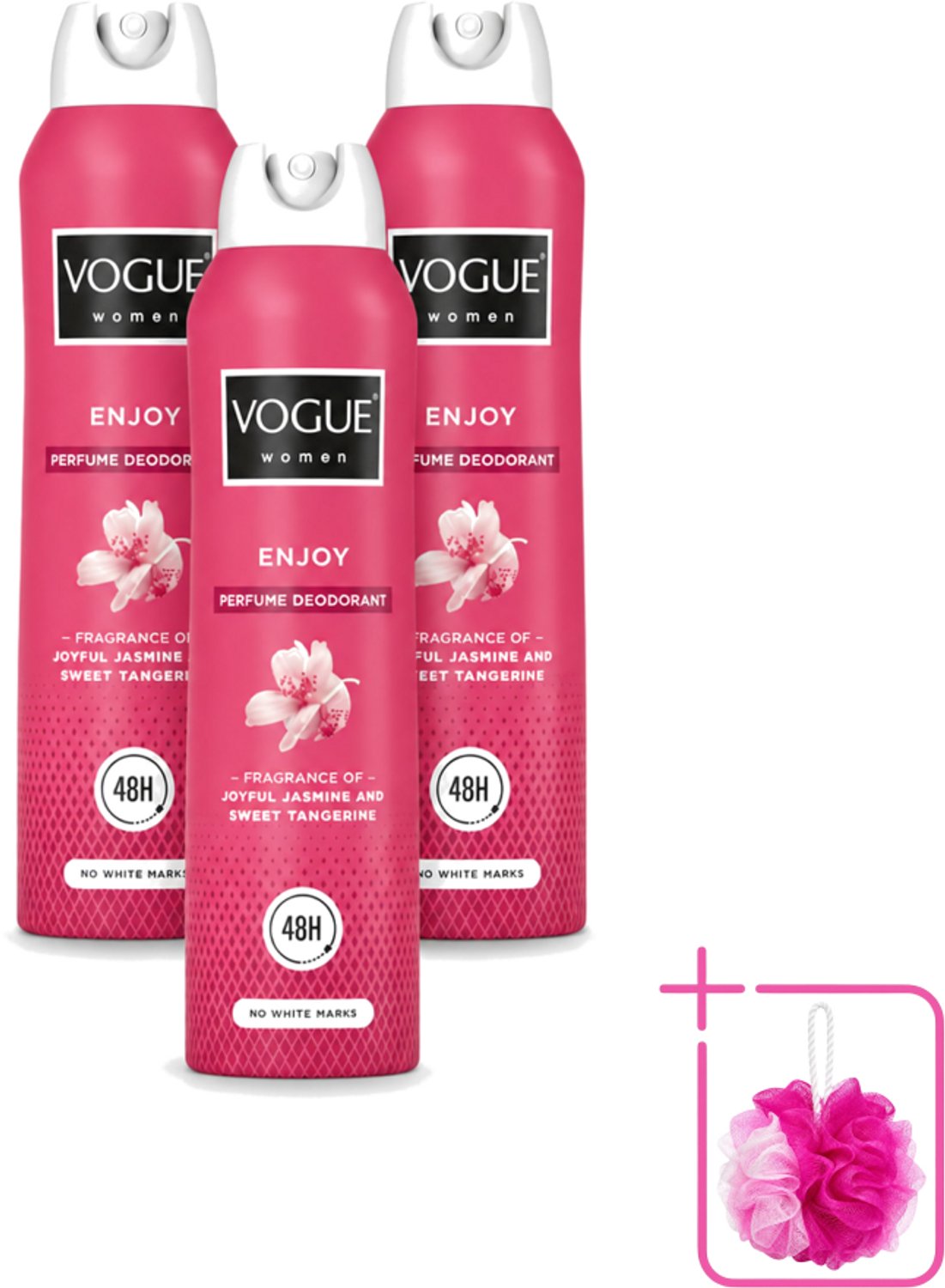 3 x Vogue Cosmetics - Enjoy - Parfum Deodorant - 150 ml - Bulkverpakking - Parfum en deodorant - Deodorant spray