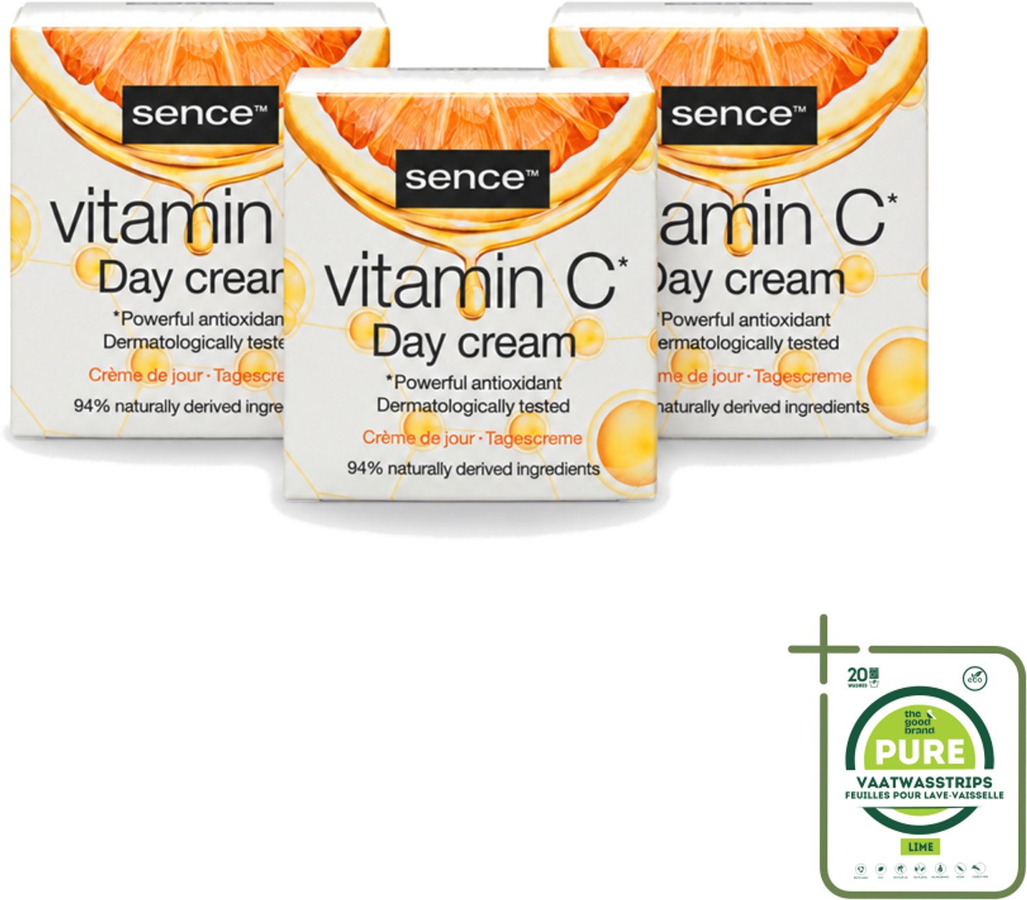 3 x Sence - Vitamine C - Dagcrème - Stralende Huid - 50 ml - Grootverpakking - Vitamine C Crème - Stralende Huid - Huidveroudering - Huidverzorging - Dagcrème