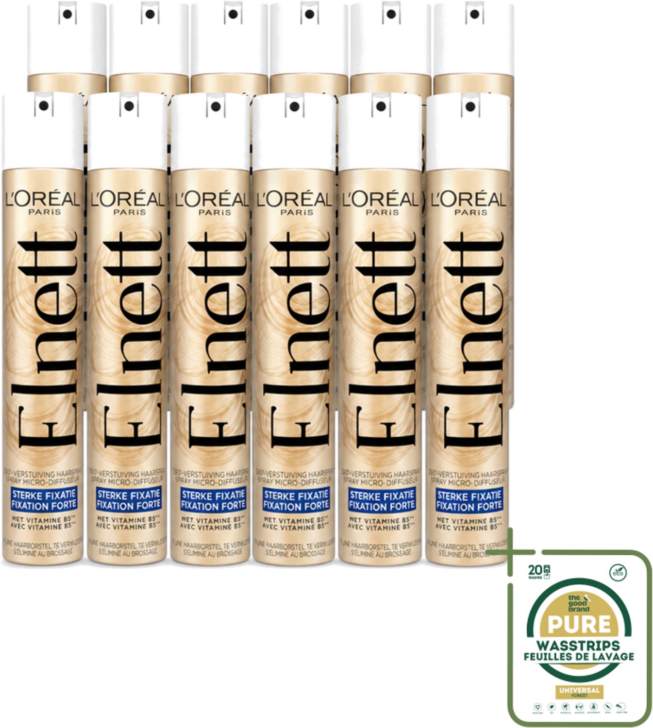 12 x L'Oréal Paris - Elnett Satin - Haarspray - Sterke Fixatie - Satijnzacht Gevoel - 300 ml - Haarspray - Fixatie - Satijnzacht Haar - Sterke Fixatie - Haarspray 300 Ml