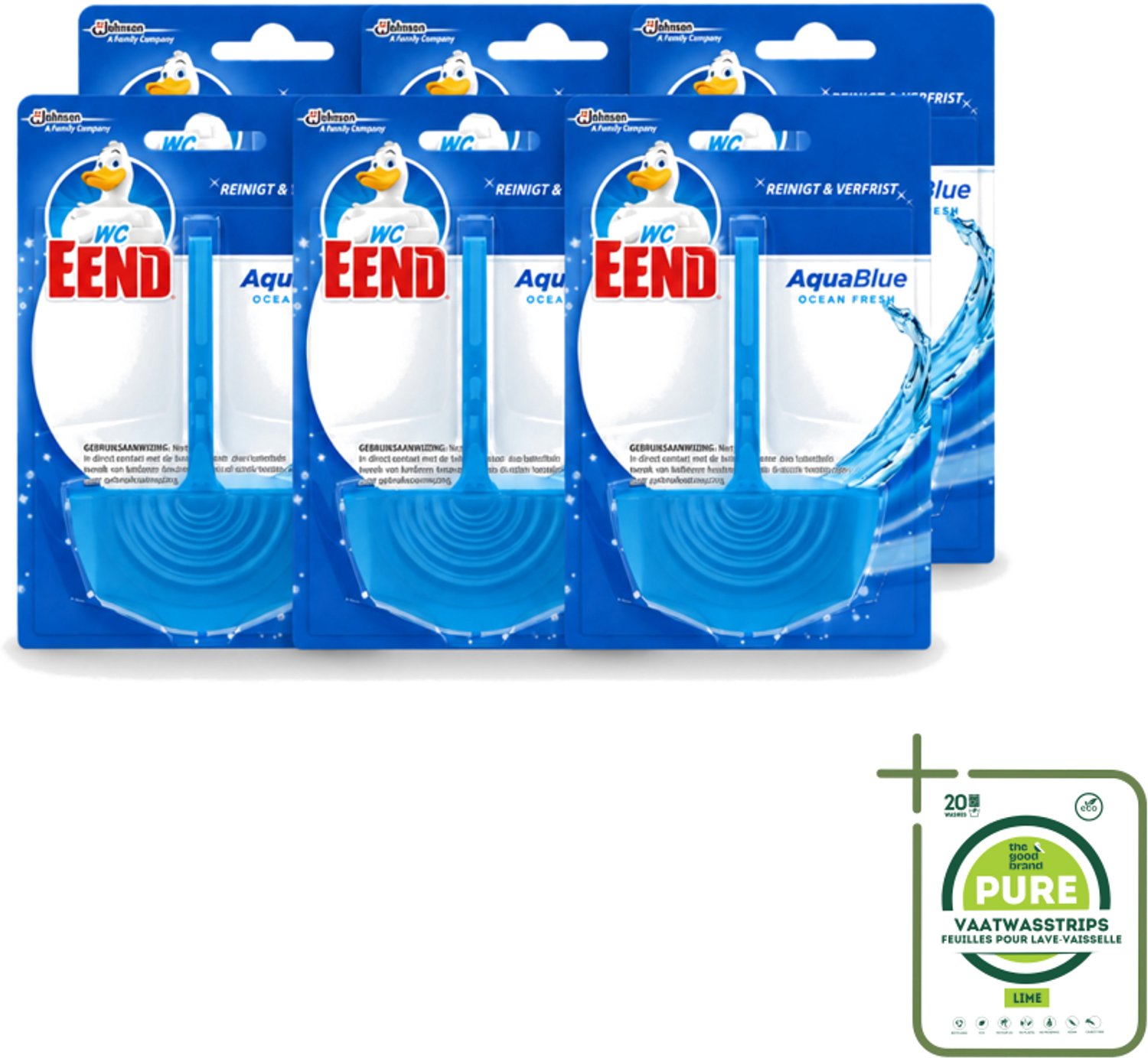 6 x WC Eend - Aqua Blue - Toiletblok - Kleurt Water Blauw & Verfrist - 40 gr - Grootverpakking - Vaatwasstrips - WC Eend Aqua Blue Toiletblok - Blauw Spoelwater - Toilet Reinigen - Toilet Verfrissen - Kalkaanslag Voorkomen