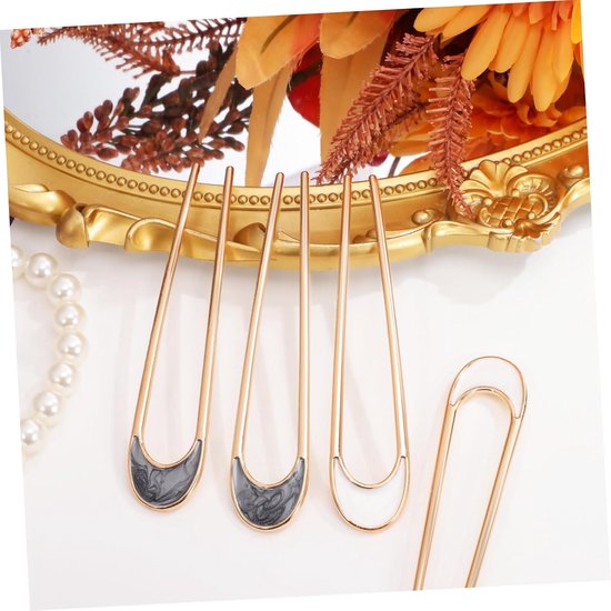 4 Stuks Delige Franse U-vormige Haarpinnen voor Dames Metalen Bun Clips met Stevige Grip Lichte Comfortabele Haaraccessoires in Wit Zwart voor Dagelijks Gebruik Feestelijke Kapsels — afbeelding 5