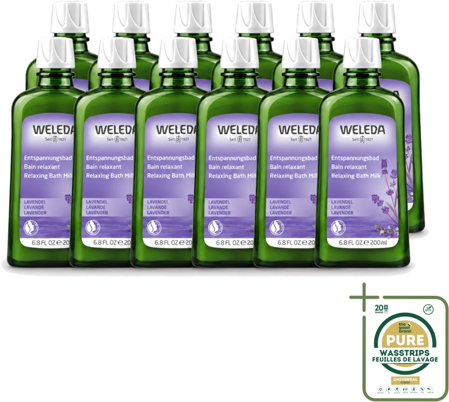12 x WELEDA - Ontspanningsbadmelk - Lavendel - 200 ml - Wasstrips - Ontspanningsbadmelk - Lavendelbadmelk - Badmelk Voor Rust - Badmelk Voor Slaap - Aromatherapie Bad