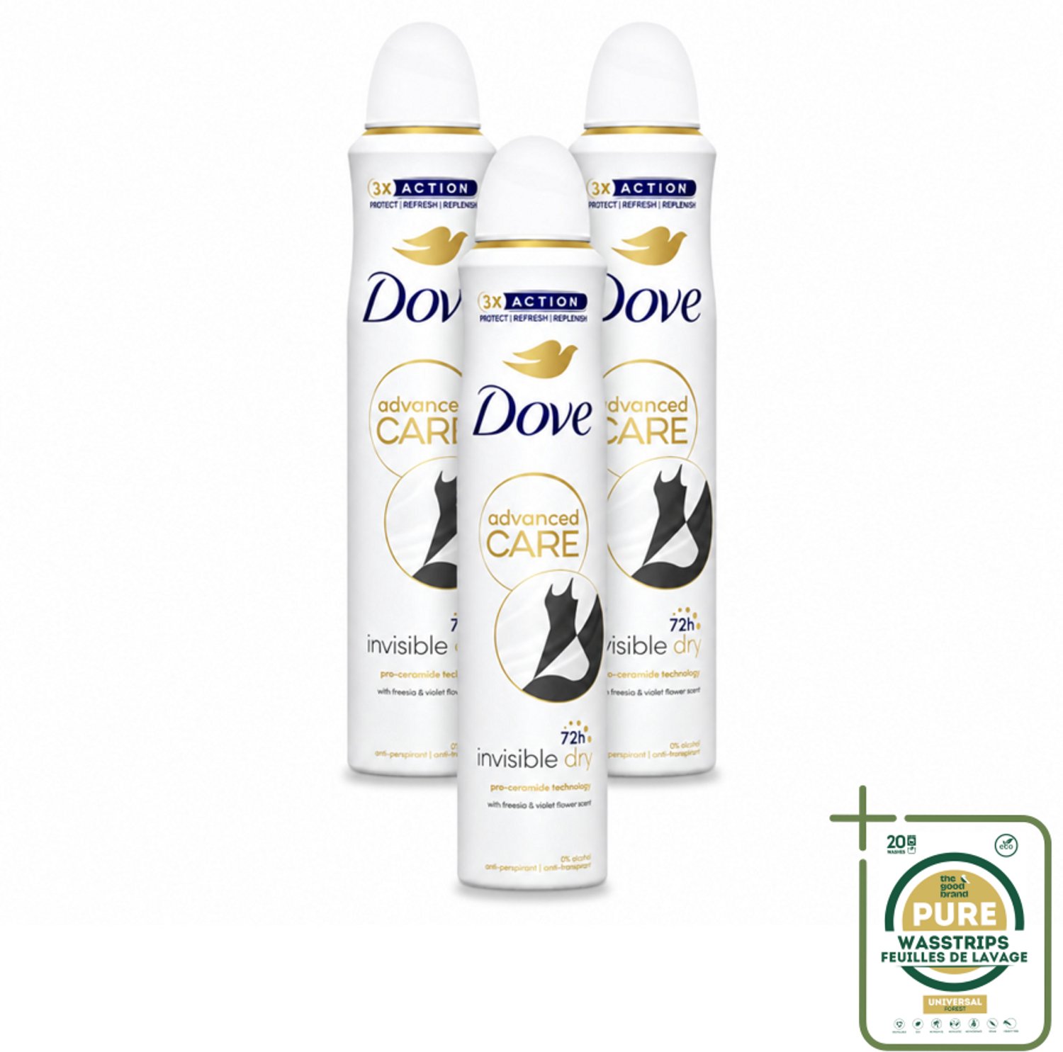 3 x Dove Deodorant Spray - Invisible Dry - 200 ml - Deodorant Spray - Onzichtbare Bescherming - Anti-Sweat - Geur - Okselbescherming