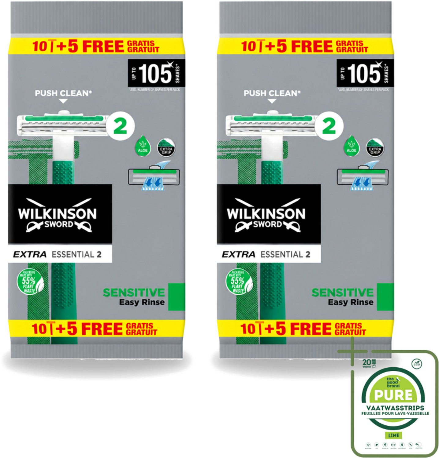 2 x Wilkinson - Wegwerpscheermesjes - Extra Essential 2 Sensitive - Zacht - 15 mesjes - Grootverpakking - Wegwerpscheermesje - Scheermesje - Gevoelige Huid - Zachte Scheerervaring - Scheren