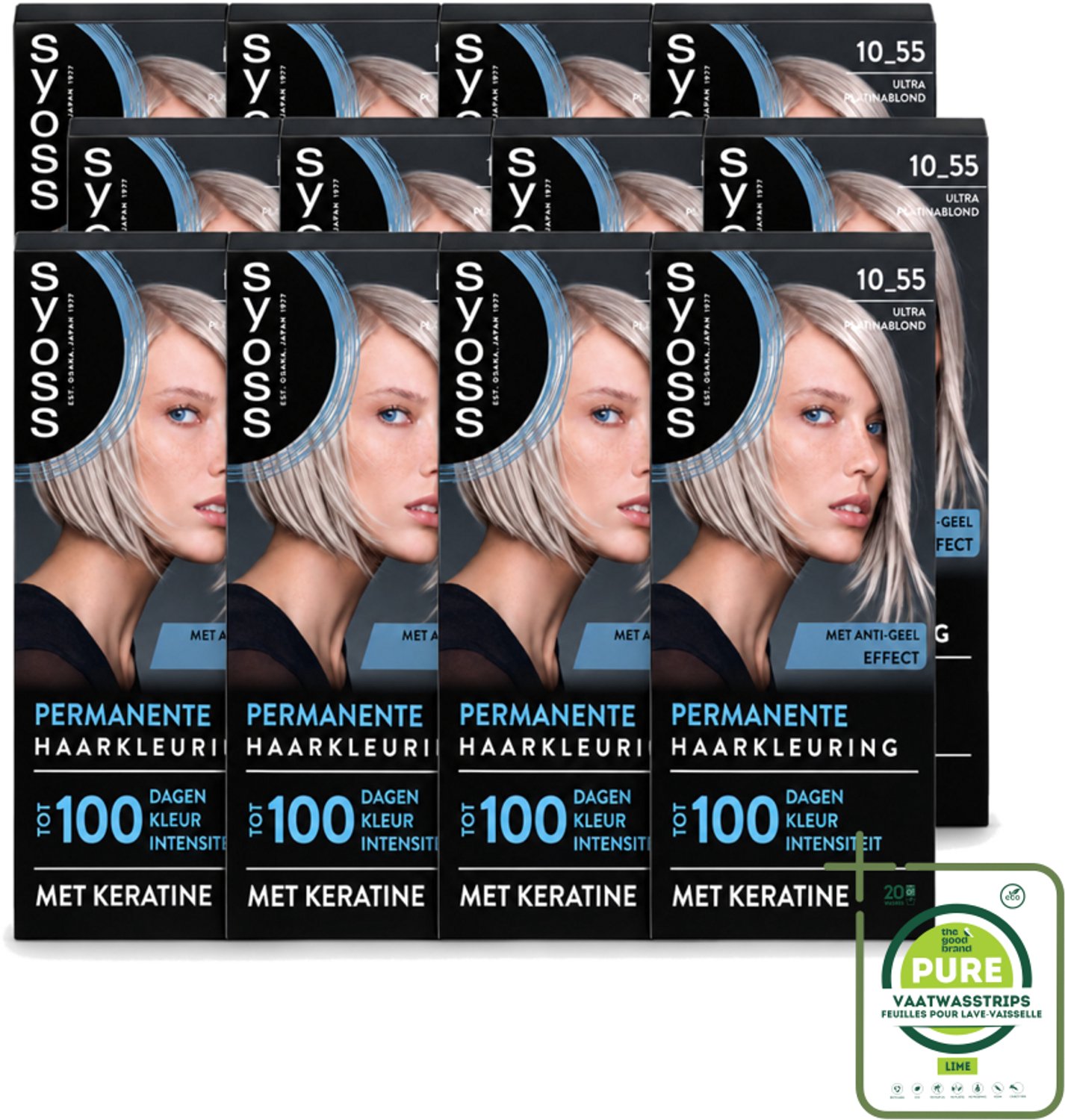 12 x SYOSS - Permanent Coloration 10-55 - Haarverf - Permanente Haarkleuring - Ultra Platina Blond - Grijsdekking - Grootverpakking - Vaatwasstrips - Haarkleur - Haarkleuren - Haarkleuring - Haarkleuringsproducten - Haarverzorging