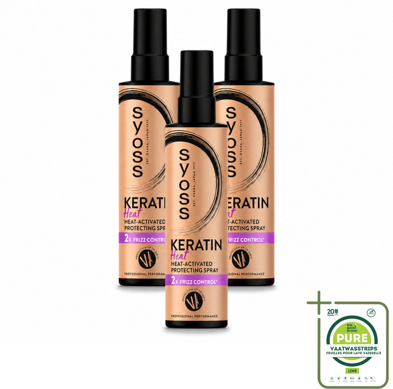 3 x Syoss - Keratin - Heatprotection Spray - Tot 220°C Bescherming - 200 ml - Grootverpakking - Hittebescherming Haar - Keratine Spray - Pluiscontrole Haar - Zijdezachte Finish - Haar Bescherming