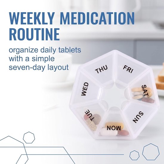 2 stuks pillendoosjes wekelijks 7 dagen, pillendoos met 7 vakken voor dag en nacht, draagbare medicijnorganizer voor vitamines, voedingssupplementen en visolie, zwart en wit — afbeelding 5
