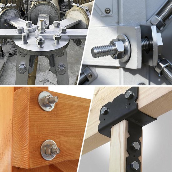 10 stuks zeskantschroeven M12 x 40 mm DIN 933 van roestvrij staal A2 V2A met platte en elastische sluitringen voor meubels, auto's, machines en doe-het-zelvers — afbeelding 5
