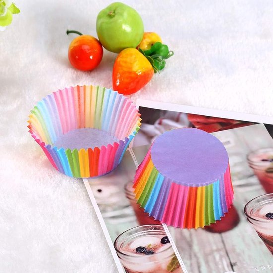 Grade Cupcake Liner Cake-papiervorm, 100 Stuks Kleurrijke Bakbekers voor Het Bakken van Taartdecor — afbeelding 2