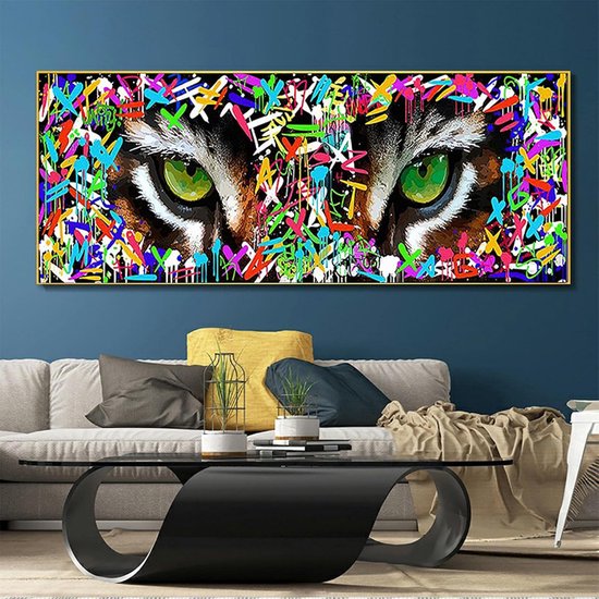 Kleur Tijgeroog Graffiti Canvas Schilderij Muur Street Art Poster en Prints Foto Woonkamer Woondecoratie muurschildering 20x50cm Frameloos — afbeelding 4