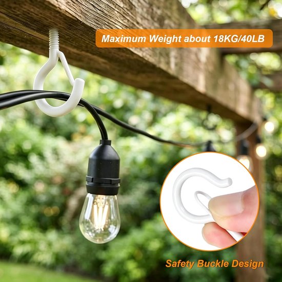 50 stuks schroefhaken wit met zekering, haken om te schroeven met pluggen — afbeelding 2