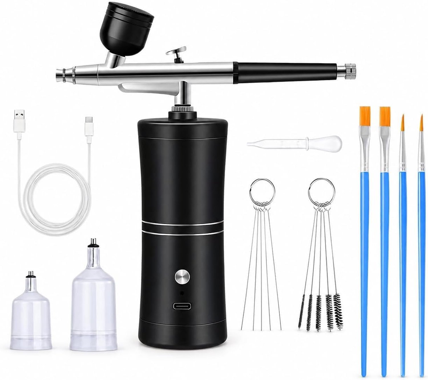 Airbrush set met compressor - Draadloos en oplaadbaar - Precisie spray controle - Ideaal voor make-up en cake decoratie - ShopVlot