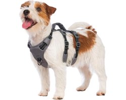 Huntboo ontsnappingsveilig hondentuig - Medium, anti-trek, met handvat - Ademend, verstelbaar, reflecterend en lichtgewicht, voor kleine en grote honden, zwart