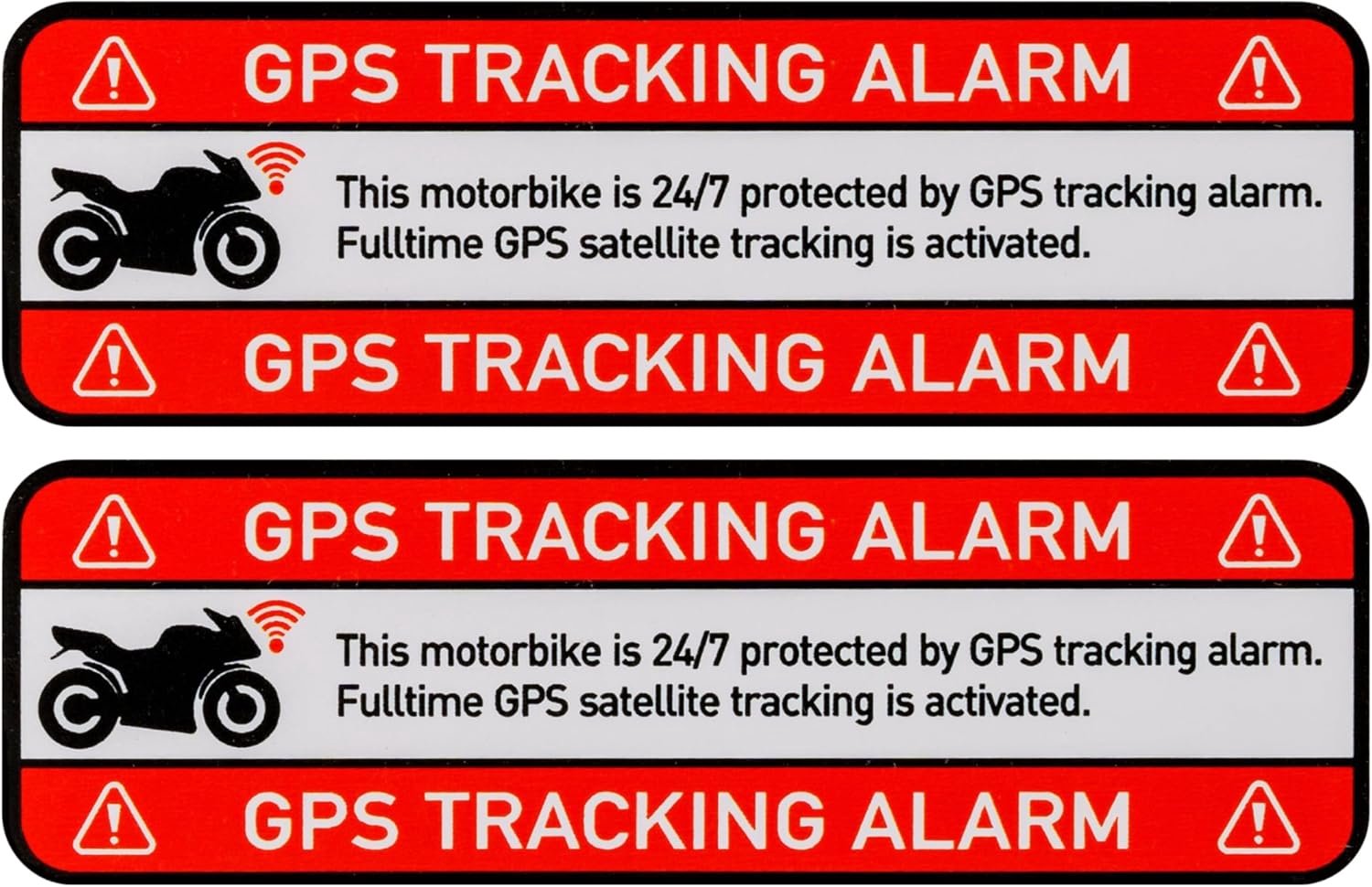 Sticker Set Motorfiets GPS Tracking Alarm! - 2 stuks - zelfklevende film - diefstalpreventie - ShopVlot