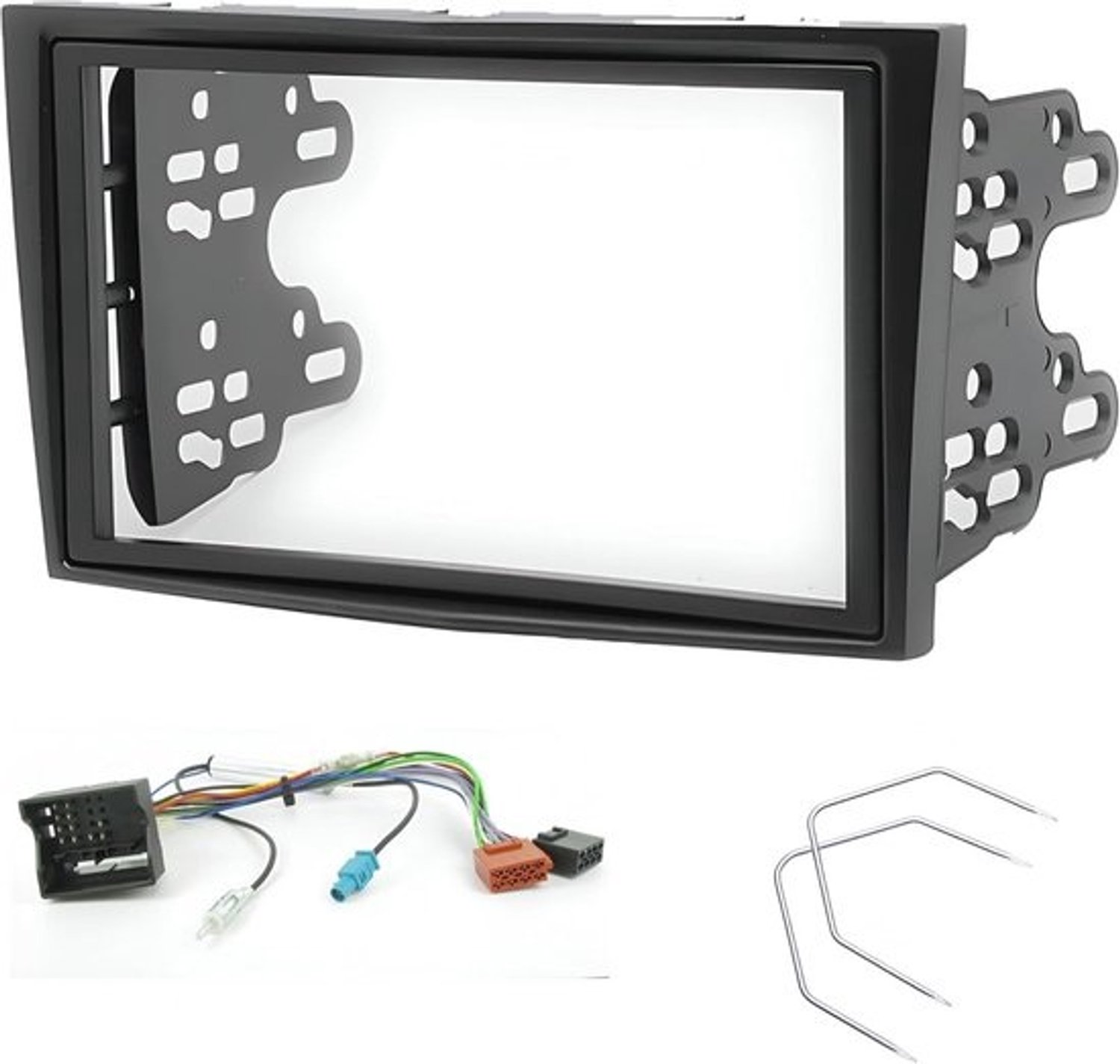 2 DIN-autoradioframe met antenne-adapter en ISO-aansluitkabel voor Opel
