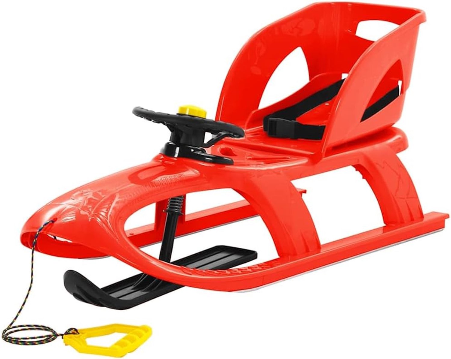 Kinderslee met stuur en zitting, PP-slee, rood, 102,5 x 40 x 23