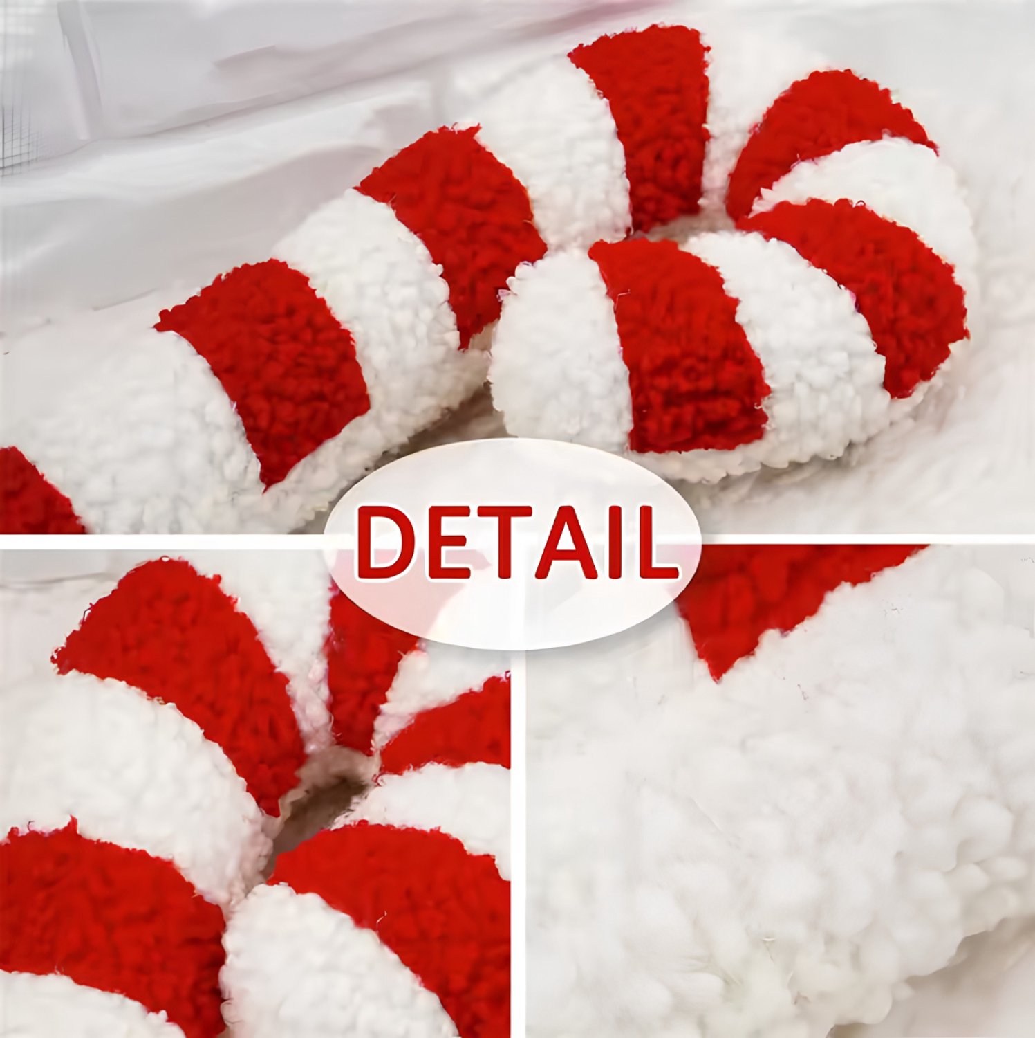 Norvia - Kerst Sierkussen - Candy Cane Vorm - Zacht Pluche Kussen - Kerstdecoratie voor Woonkamer en Bank - Comfortabel Kerstkussen – foto 2