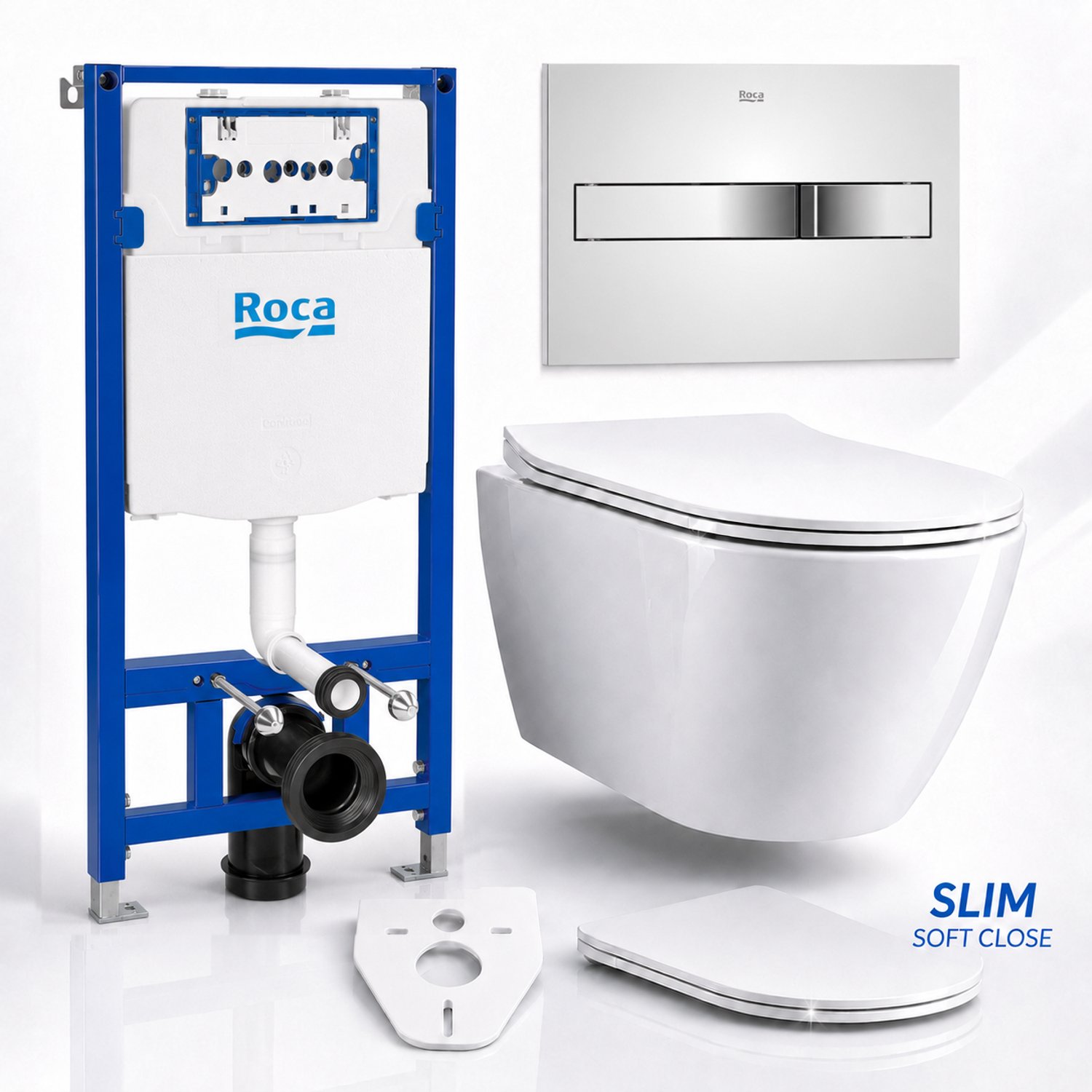 Badland toiletset - Roca DUPLO ONE - ROLO wit - PL2 chroom - A890196001