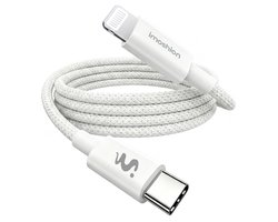 imoshion Braided USB-C naar geschikt voor Lightning kabel 30W - 1 meter - Wit