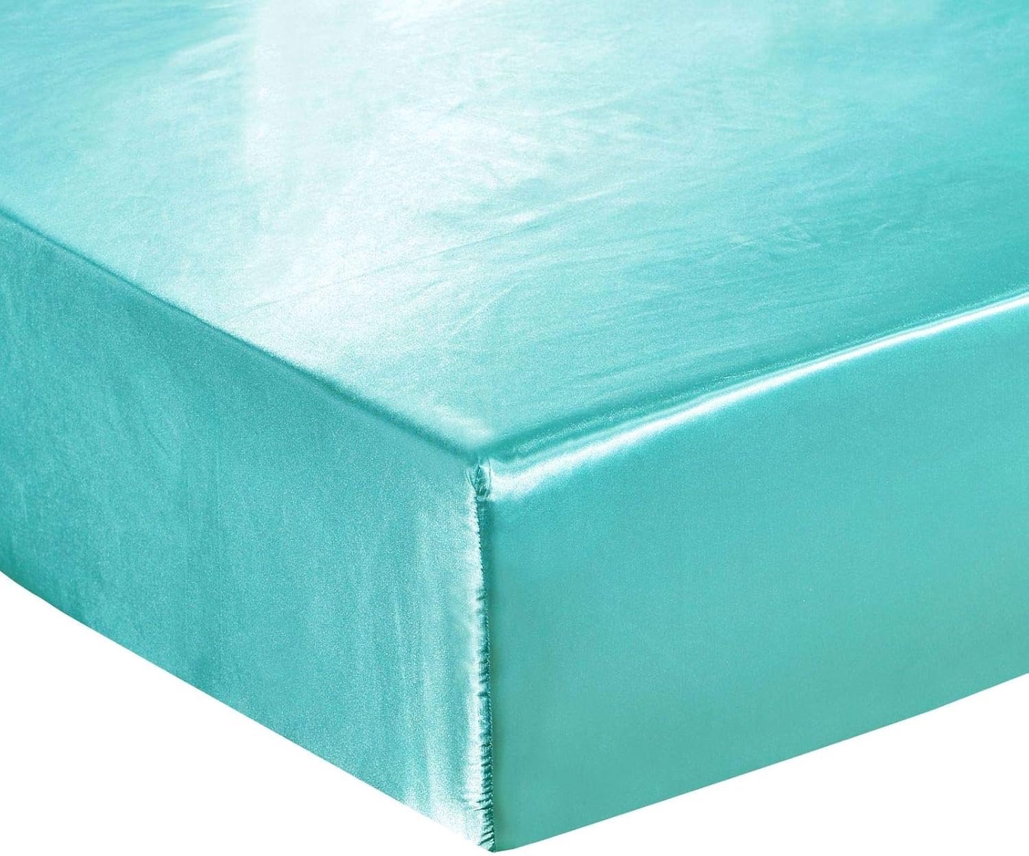 Soft and Breathable Fitted Bedding Sheets,Solid Color Satin Silk Microfiber Deep Pocket Fitted Sheet,Fits 12”/30cm Deep Mattresses,blue,US-King 78"x80"+12"