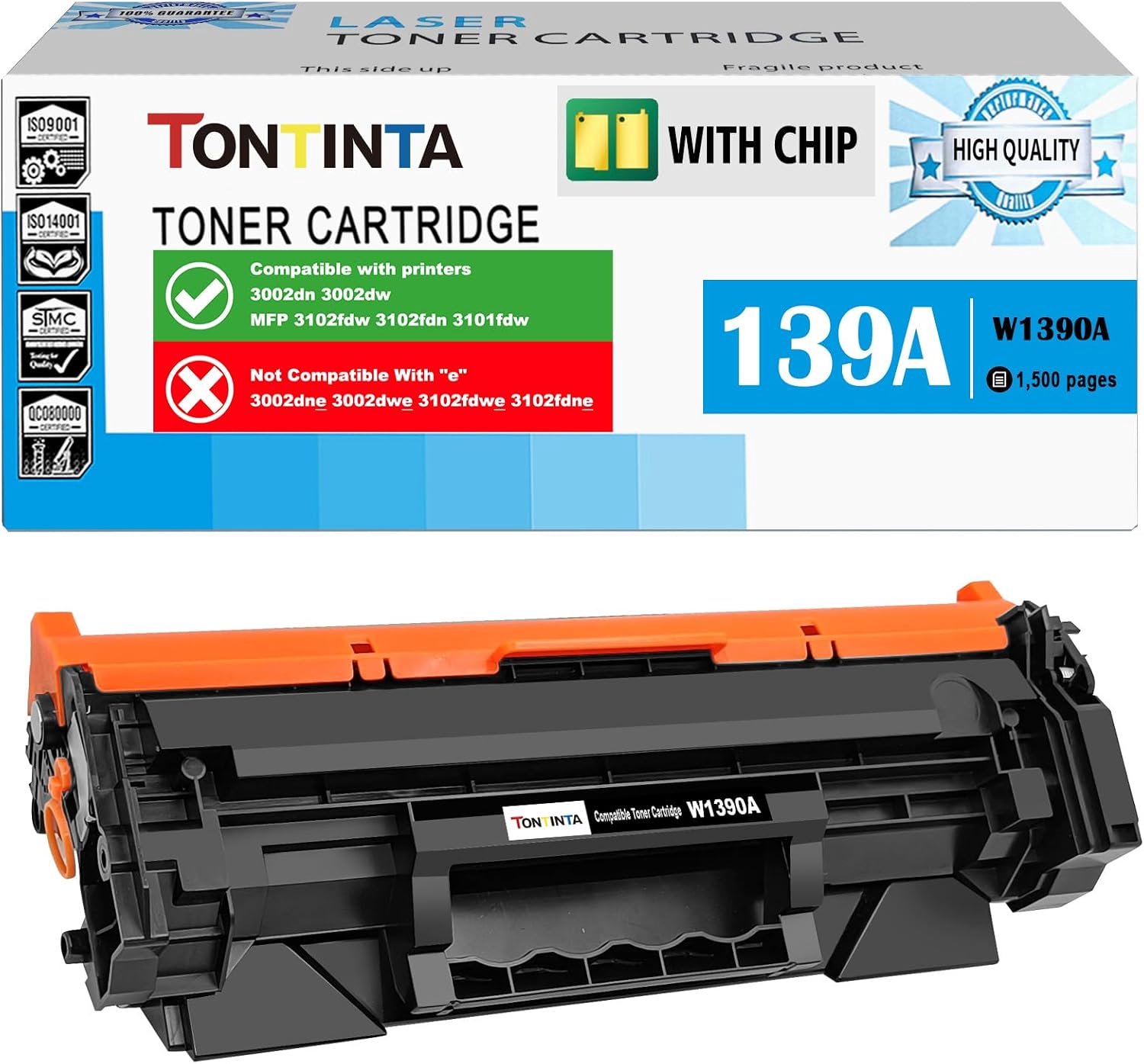 Tonercartridges zwart standaardcapaciteit - met chip - compatibel met 3002dn/3002dw/3102 - ShopVlot