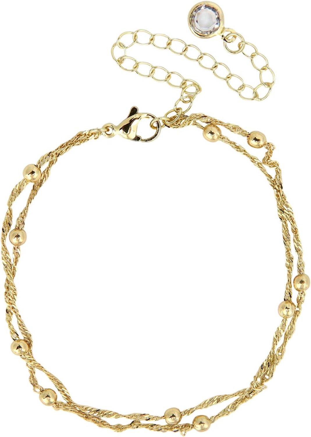 Enkelbandje dubbele laag 19 + 7 cm - goudkleurig - waterdicht - elegante sieraden - Homevero