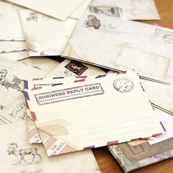 Vintage enveloppen, 12 stuks, klein, kleurrijk, mini-kraftpapier, enveloppen, kraftpapier, voor bruiloftsverjaardagsfeest, uitnodigingskaarten (9,5 x 7,2 cm) — afbeelding 4