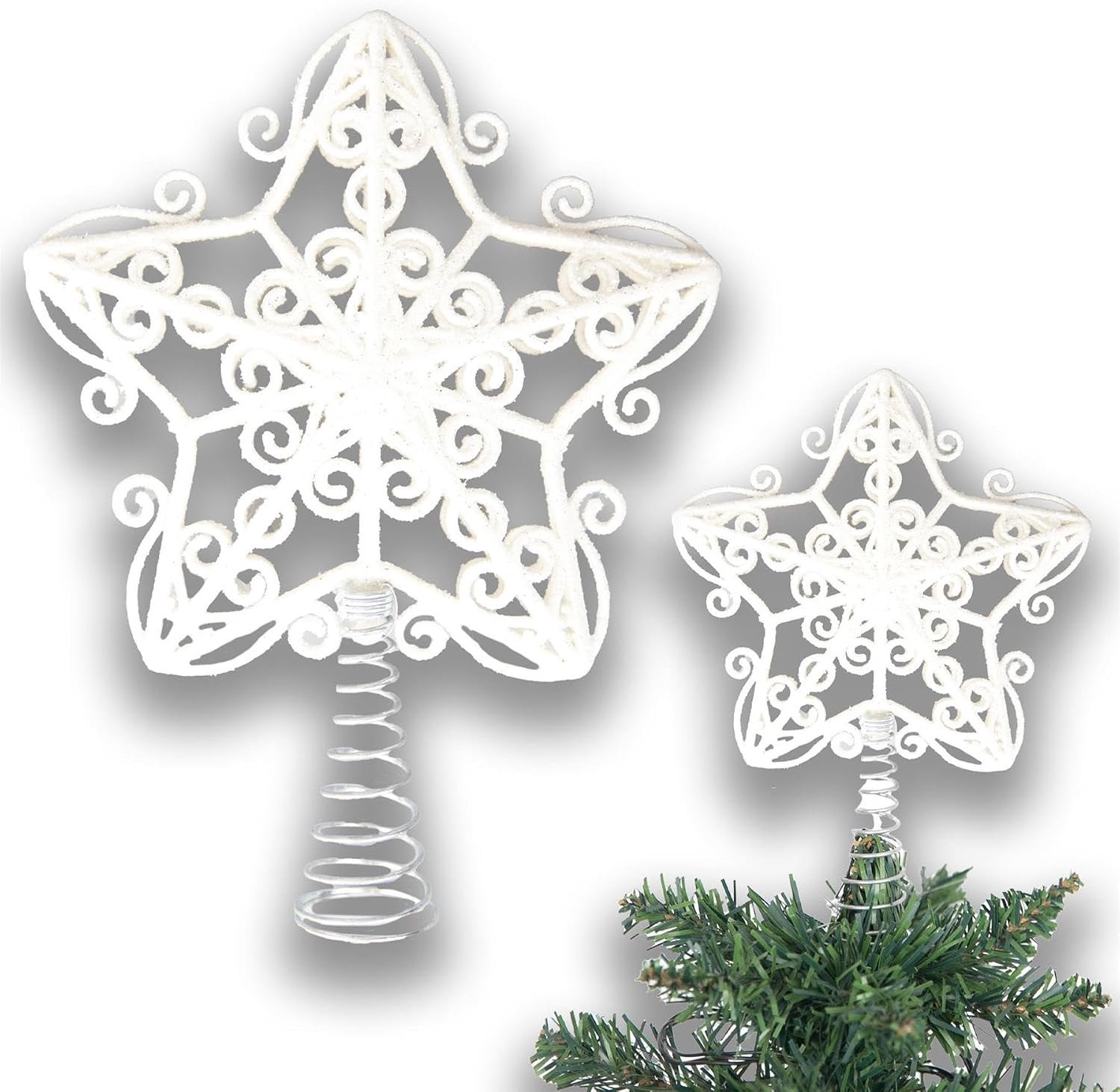 14,5 cm witte glitter ster kerstboom topper onbreekbaar voor kerstboom decoraties kerstboom boom boom kroon vakantie ornament