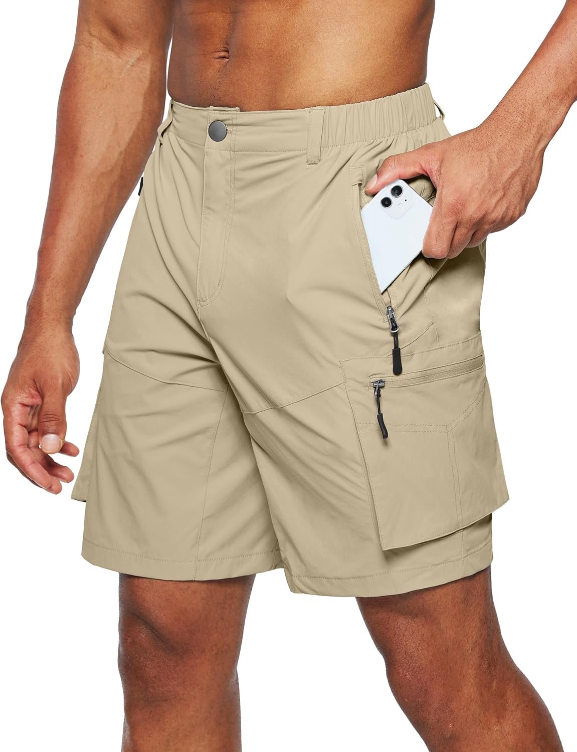Pudolla Wandelshorts voor heren, sneldrogend, outdoor, reisshorts voor heren, met meerdere zakken, voor vissen, kamperen, casual