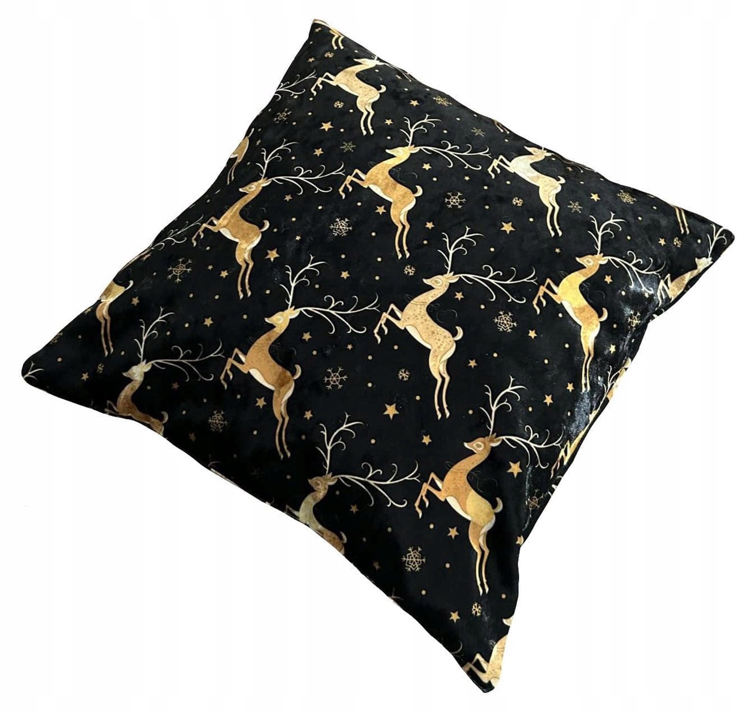 Decoratieve Kussenhoes 50x50 cm Zwart Velours met Rendier Print