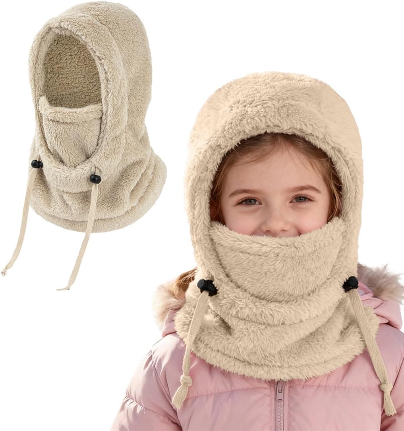 Yutdeng Instapmuts voor kinderen, wintermuts met sjaal, wintermuts