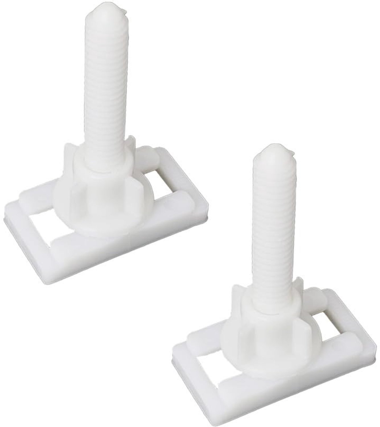 Set van 2 Witte Plastic Toiletbril Scharnierbouten met Moeren - Reparatieset voor Toiletbrillen en Installatiehulpmiddelen