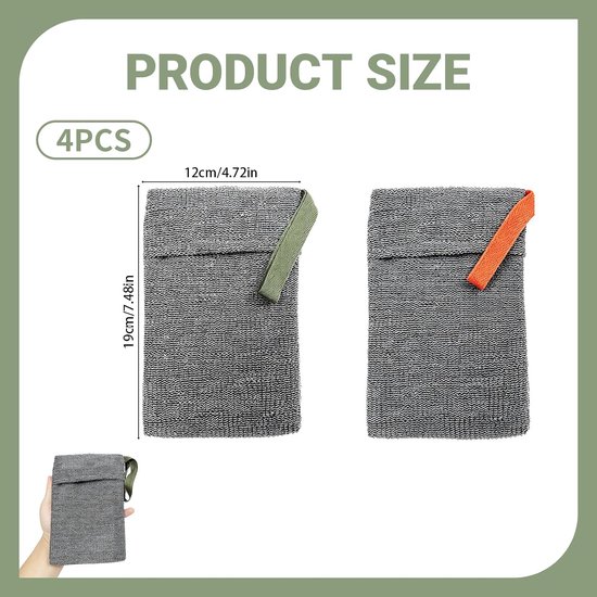 4 stuks zeepzakken voor zeepstangen met verschillende ruwheden, peelingzeepzakjes van nylon, schuimnet voor douche, huidreiniging, zeepbesparend, sneldrogend — afbeelding 2