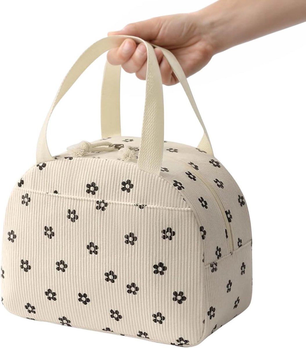 Herbruikbare Koeltas, 6.5 L, Kleine Lunchbox met Bloemenpatroon, Ideaal voor School, Kantoor en Camping, Draagbare Thermotas voor Vers voedsel