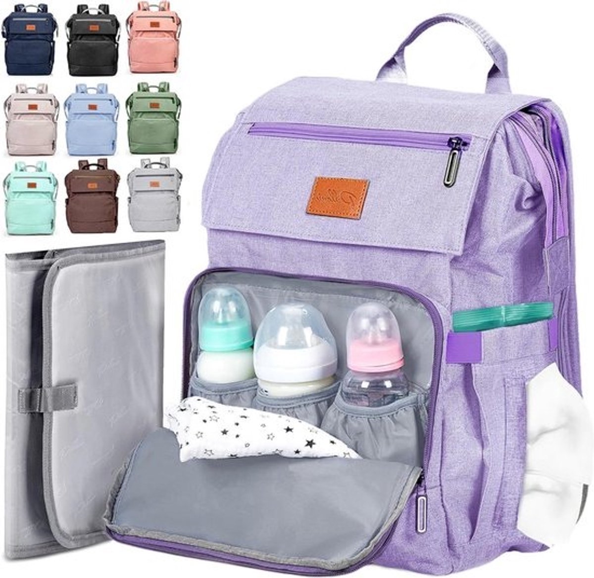 Baby Luiertas Rugzak - Babytas Organizer - Babyverzorging Onderweg - 16 Organizer Zakken - 25 L - Paars
