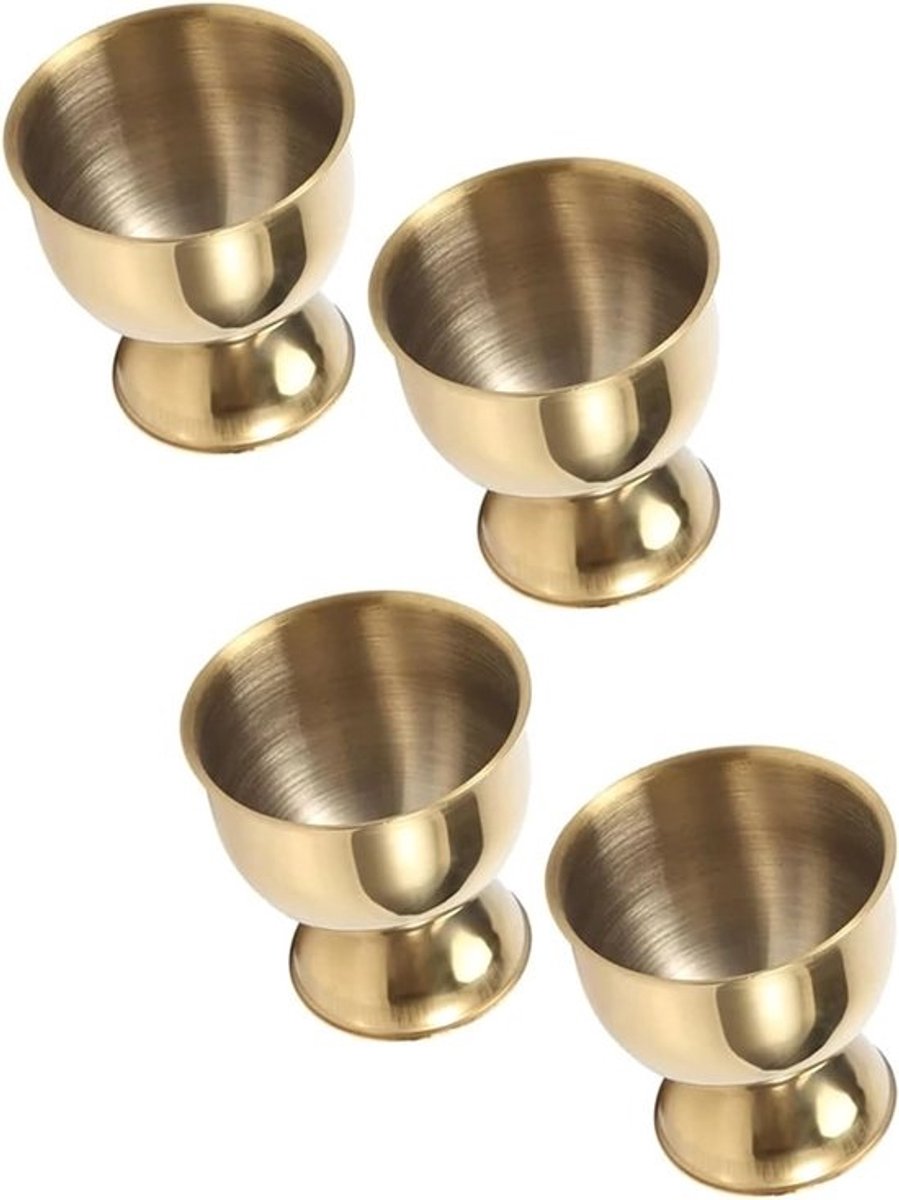 Set Eierdopjes - Keukengerei Houders - Ontbijt Serveren - Roestvrij Staal - 4.8 cm - Goud