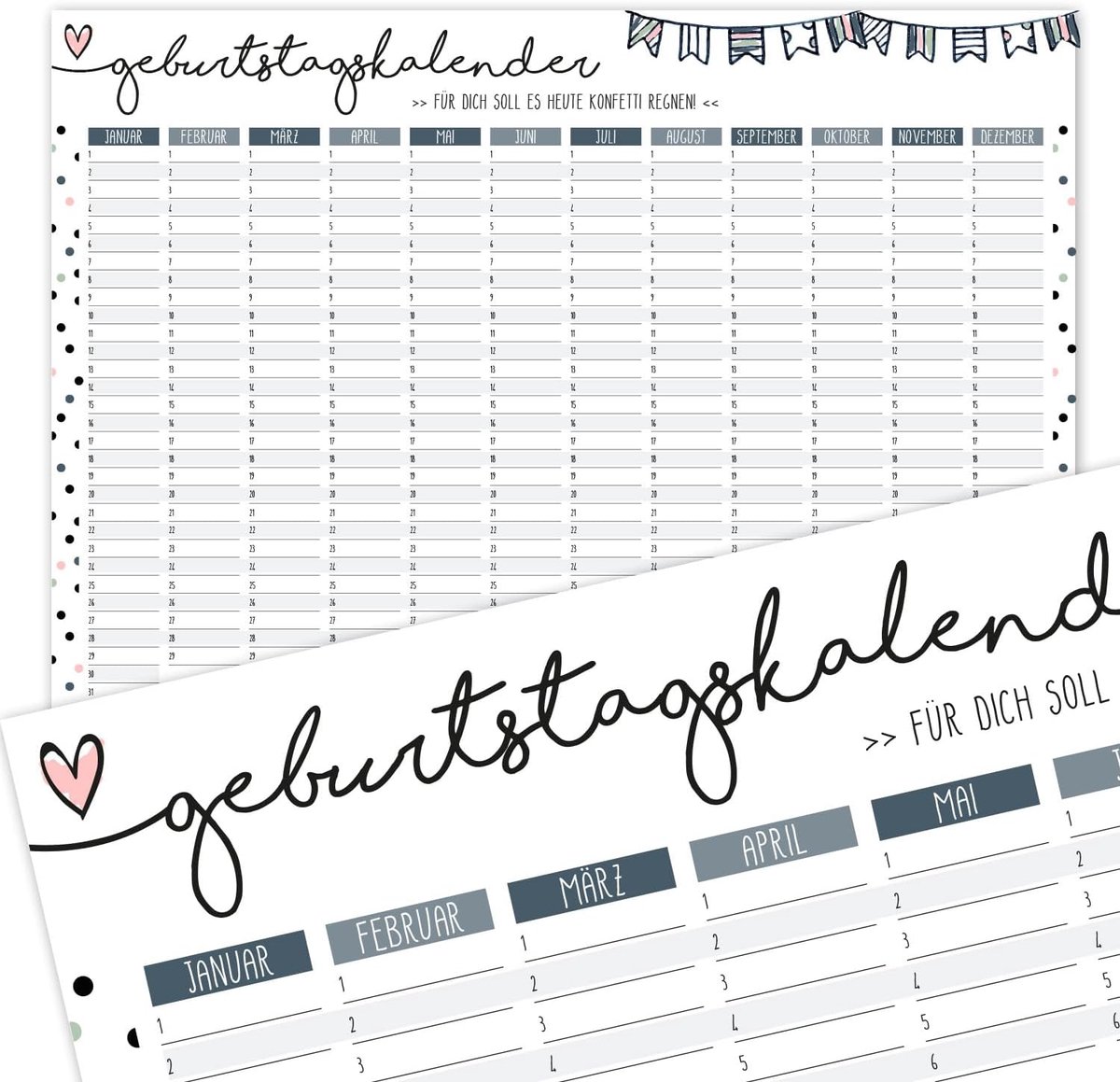 Verjaardagskalender Confetti DIN A3 Eeuwig - dv301